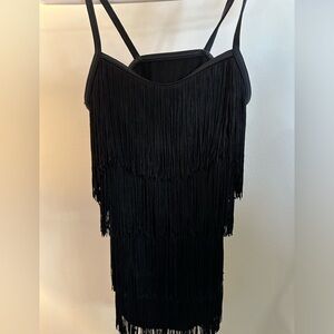 Black Balera Performance Dance Fringed Top - Size MA